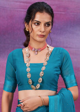 Shop Elegant Blue Chiffon Swarovski Saree - Perfect